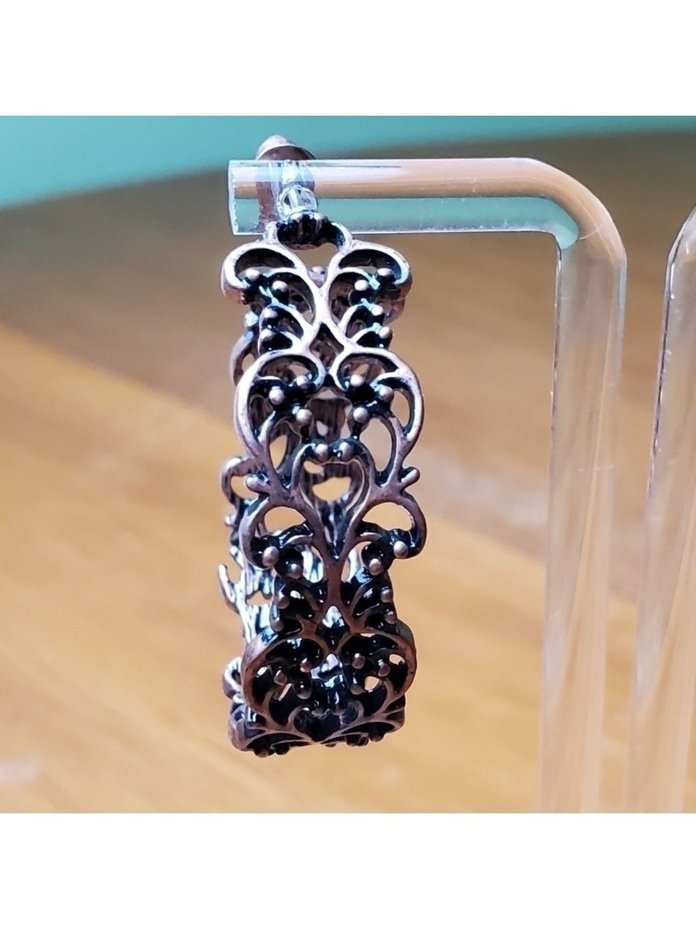 Bronze Black Hoop Earrings 1.5 Inches - Picture 3 of 6